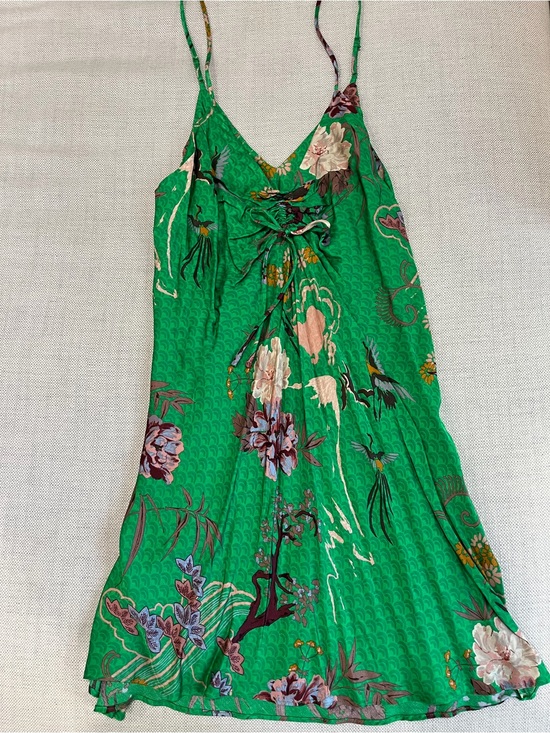Zara Dresses & Skirts - Zara Green Floral Mini Slip Dress